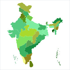 Indian map state coloured, Detailed Political Map of India with All States and Union Territories
