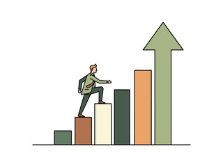 Businessman climbing financial growth chart for business success vector