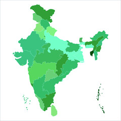 Indian map state coloured, Detailed Political Map of India with All States and Union Territories