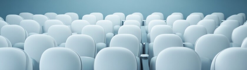 Obraz premium Empty Seats Soft Blue Auditorium Interior, Rows, Chairs , Theater, Event