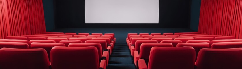 Empty Movie Theater with Red Seats and Screen,film ,cinema