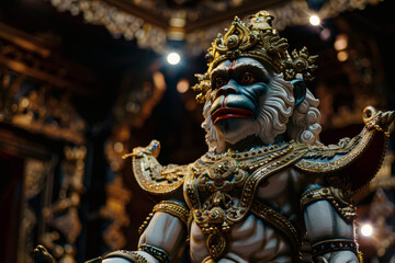 White monkey warrior deity statue from Ramayana