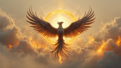 Majestic Phoenix Rising from Flames - Symbol of Rebirth and Hope