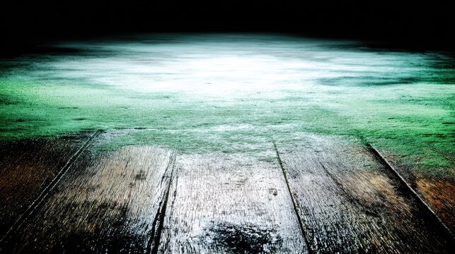 Aged wooden planks with a misty, ethereal effect.