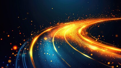 Fototapeta premium Abstract glowing road curves. A dynamic, futuristic view of glowing paths