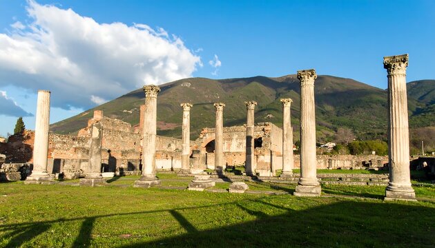 Ancient Roman ruins, columns, and landscape - Powered by Adobe