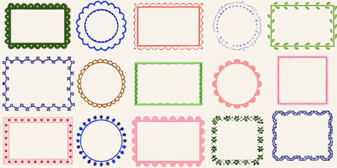 Collection of hand drawn decorative frames and borders