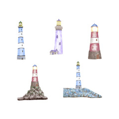 Lighthouse  Coastal watercolor Landscape Illustration