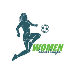 Women Soccer logo design vector. Silhouette Women Soccer Player Template Illustration