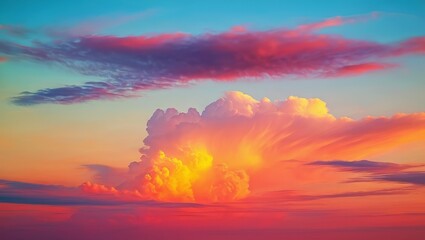 Fototapeta premium Dramatic Orange and Red Sky with Colorful Clouds at Sunset or Sunrise