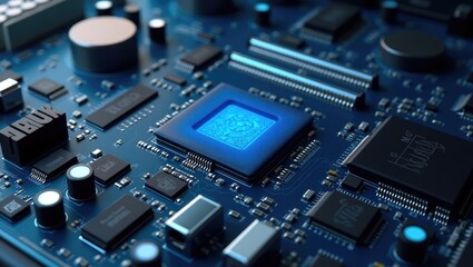 Obraz premium Close-up view of a complex circuit board.