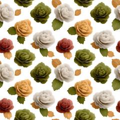 Seamless pattern with ornamental cabbage roses in minimalistic style, decorative vegetable background for fabric, packaging and autumn home decor