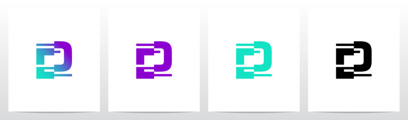 Technology Modern Cyber Glitch Letter Initial Typography Logo Design D