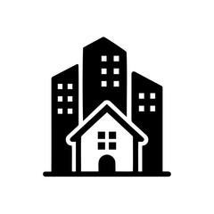 Home Icon with Tall Buildings for Urban Design Projects