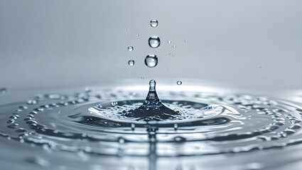 Water droplet impact creating ripples on a calm surface