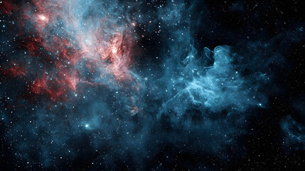 Fototapeta premium Majestic nebula spreading across the sky filled with colors and starry background in outer space