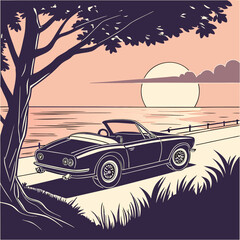 retro car on the road