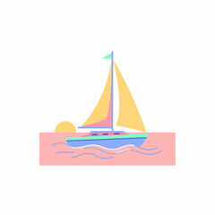 Stylized Sailboat Illustration with Pastel Colors and Simple Design.