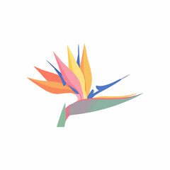 Stylized Bird of Paradise Flower with Geometric Shapes and Pastel Colors.
