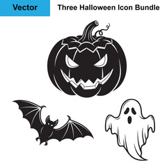 Pumpkin Bat Ghost Silhouette Halloween Vector Bundle