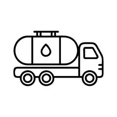 Outline vector graphic of a fuel truck water truck oil tank truck for transportation services