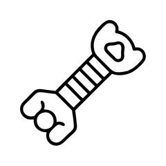 Vector graphic of a black and white dog bone pet toy chew with stripes for canine fun time
