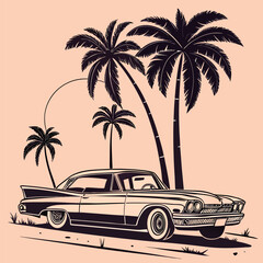 retro car on the beach