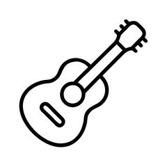 Acoustic guitar icon vector illustration, musical instrument outline, guitar graphic design