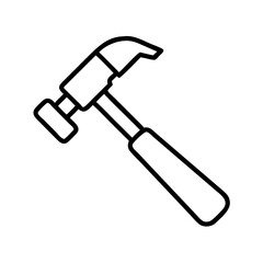 Illustration of a hammer tool for construction and diy projects in black and white outline style