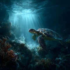 Fototapeta premium Discover the Enchanting Underwater World: A Journey Through Vibrant Marine Life, Stunning Coral Reefs, and the Mysteries of the Ocean Floor