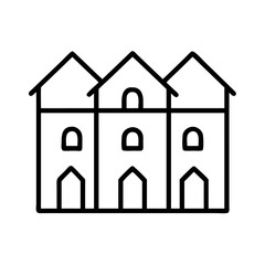 Three buildings outline icon vector illustration, architecture, construction, modern design, art