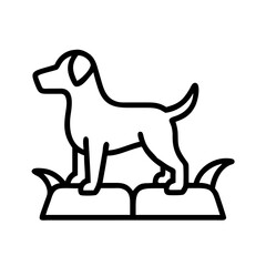 Dog outline vector illustration of a cute dog standing on grass pet animal drawing design icon art