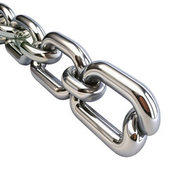 Close up of a shiny metal chain on a black background