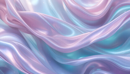 Soft pastel fabric flow in abstract waves of pink and blue  