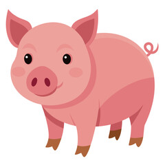 a pink pig with a round, chubby body, no background vector file.