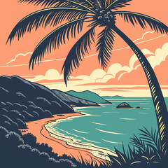 tropical island with palm trees