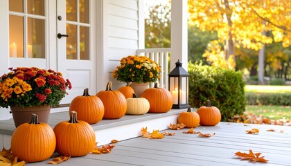Jack-o&rsquo;-Lanterns on Porch