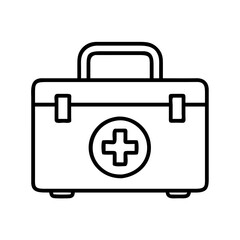 First aid kit vector illustration emergency medical equipment healthcare outline drawing aid box