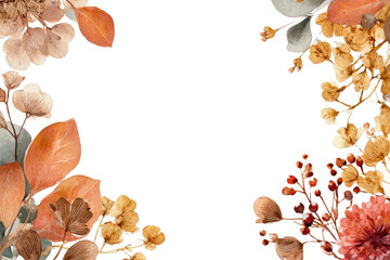 PNG Watercolor autumn wedding frame leaves leaf illustration.