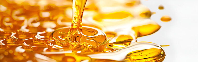 Golden Honey Pouring with Reflection.