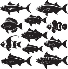 Naklejka premium Fish Silhouettes