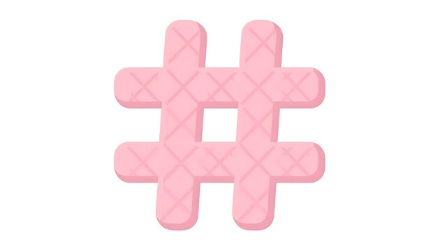 Pink hashtag symbol with a textured pattern.