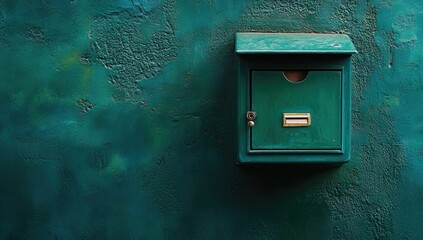 Teal wall-mounted mailbox