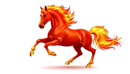 Fiery red horse in a dynamic pose.