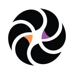 Abstract circular design with black orange and purple elements