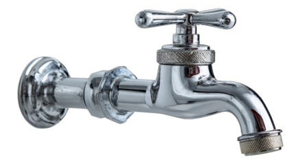 The kitchen water crane is isolated on a white background