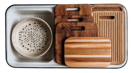 Woman peeling potato near sink in kitchen