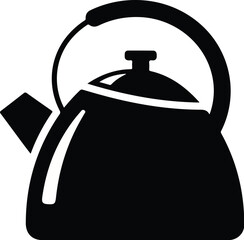Obraz premium Classic Kettle Icon Simple Black Silhouette.