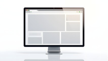 Flat Browser UI Mockup with Blank Content Blocks and Minimal Toolbar