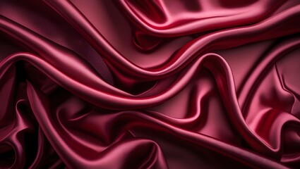 Fototapeta premium Luxurious deep red silk fabric with elegant draping and folds